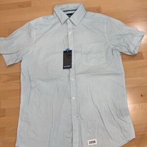 Monument Mens Short Sleeve Button Down Shirt Geometric Print Sz M